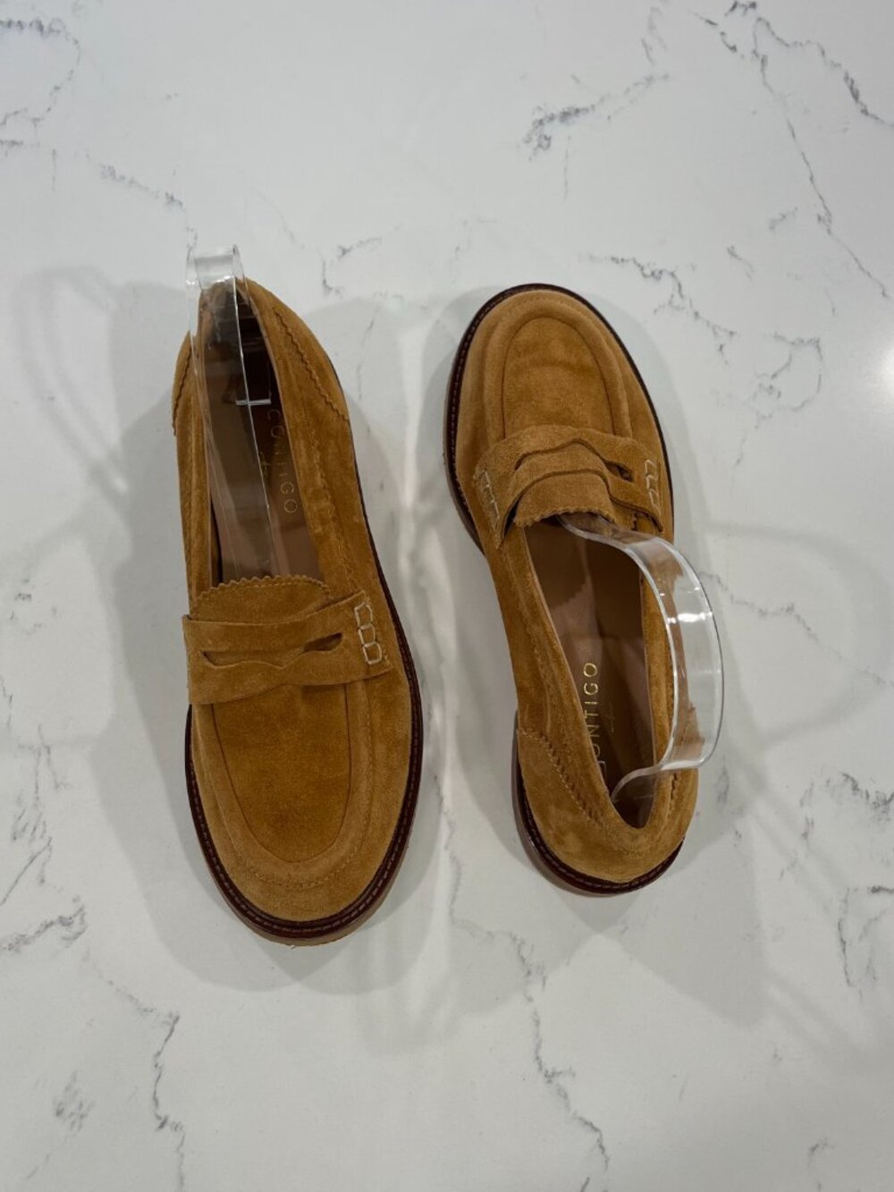 Contigo Milano Tan Suede Gathered Loafer Size 38 / 7.5 US - Picture 6 of 9